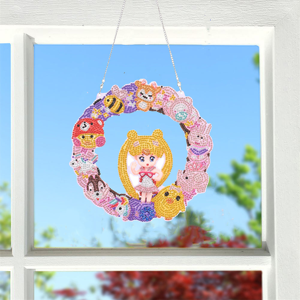 DIY Cartoon Character Craft 5D Diamond Painting Wreath Kit for Door Windows