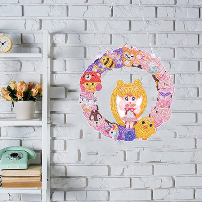 DIY Cartoon Character Craft 5D Diamond Painting Wreath Kit for Door Windows