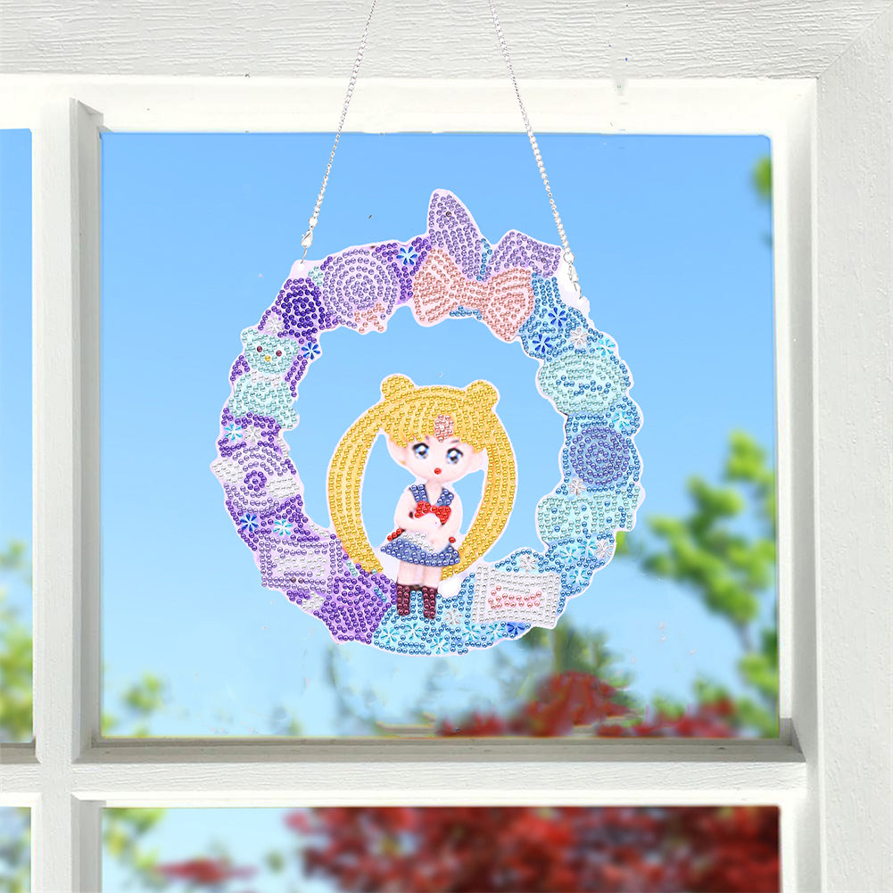 DIY Cartoon Character Craft 5D Diamond Painting Wreath Kit for Door Windows