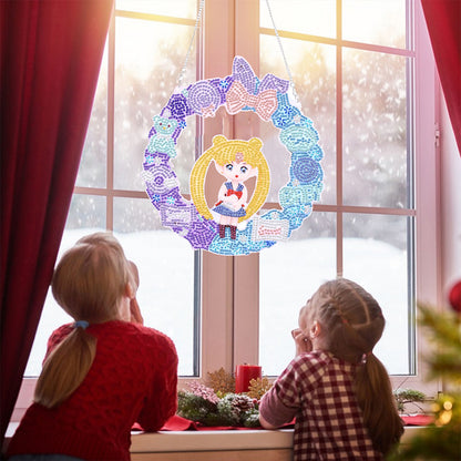 DIY Cartoon Character Craft 5D Diamond Painting Wreath Kit for Door Windows