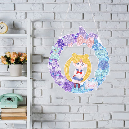 DIY Cartoon Character Craft 5D Diamond Painting Wreath Kit for Door Windows