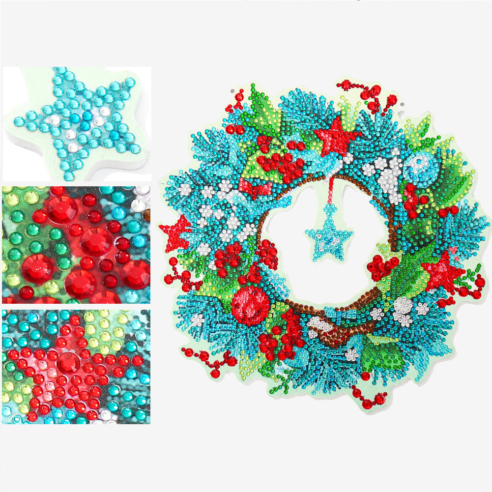 Hanging Diamond Painting Wreath Home Door Embroidery Mosaic Flower Garland