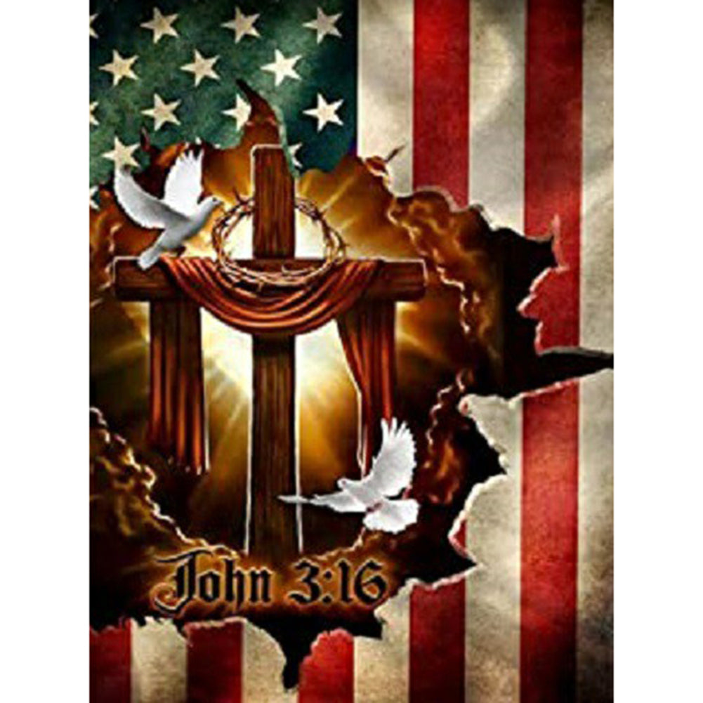 Cross Flag - Full Round Drill Diamond Painting 30*40CM