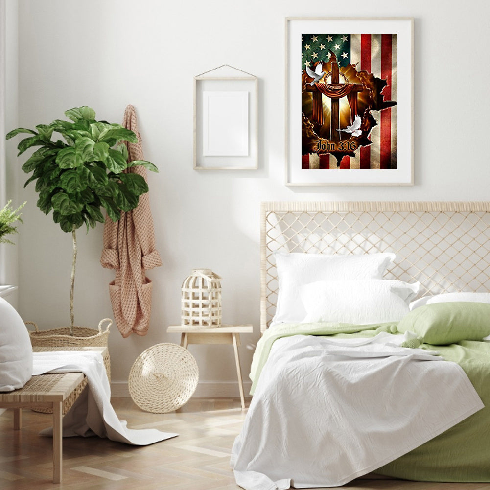 Cross Flag - Full Round Drill Diamond Painting 30*40CM