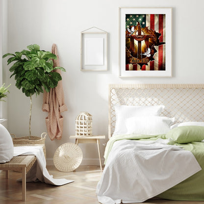 Cross Flag - Full Round Drill Diamond Painting 30*40CM