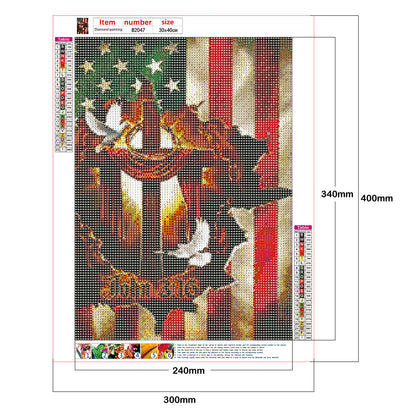 Cross Flag - Full Round Drill Diamond Painting 30*40CM