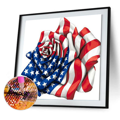 Flag Rose - Full Round Drill Diamond Painting 30*30CM