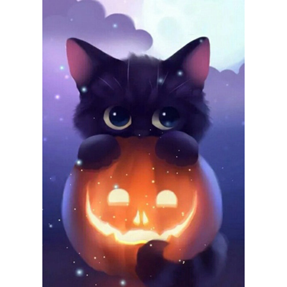 Pumpkin Cat - Full Round Drill Diamond Painting 30*40CM