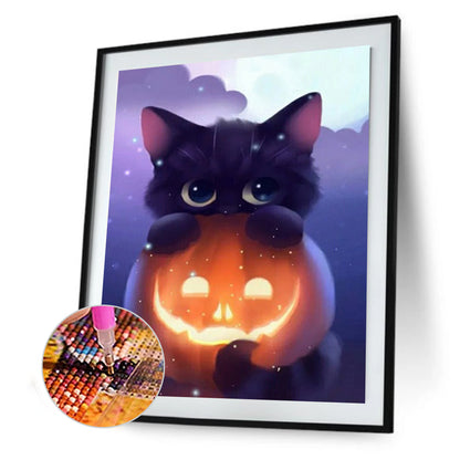 Pumpkin Cat - Full Round Drill Diamond Painting 30*40CM