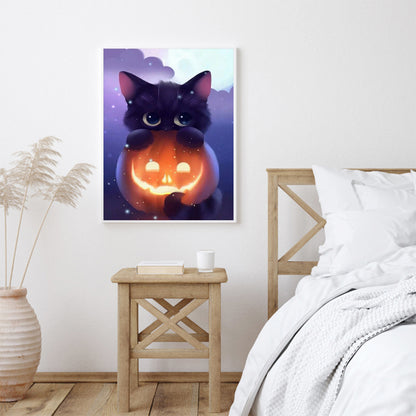 Pumpkin Cat - Full Round Drill Diamond Painting 30*40CM