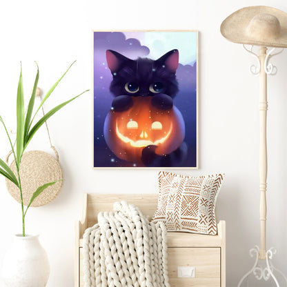 Pumpkin Cat - Full Round Drill Diamond Painting 30*40CM