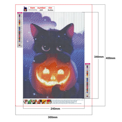 Pumpkin Cat - Full Round Drill Diamond Painting 30*40CM