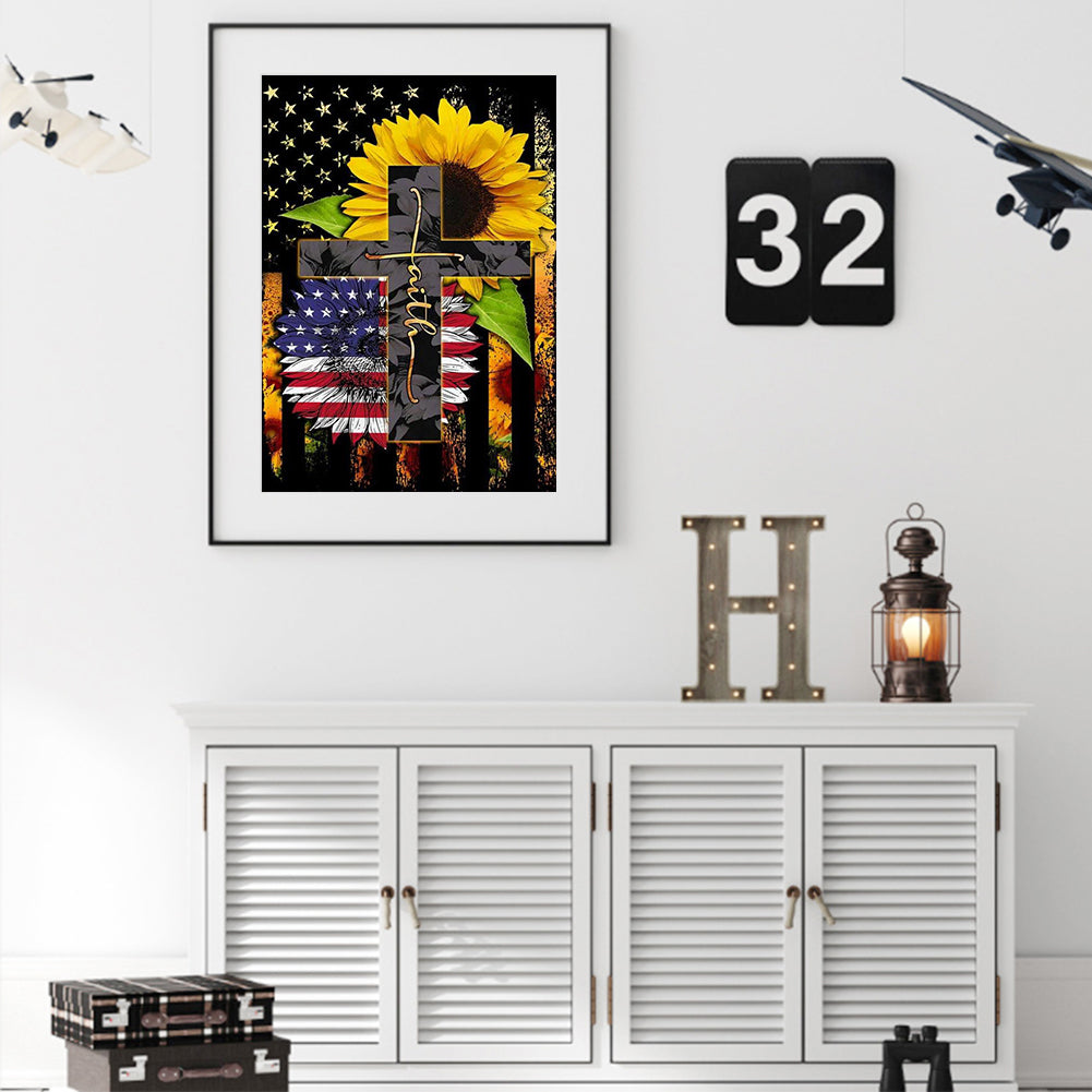 Flag Cross - Full Round Drill Diamond Painting 30*40CM