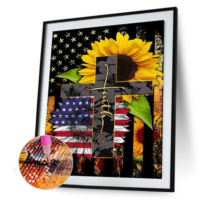 Flag Cross - Full Round Drill Diamond Painting 30*40CM