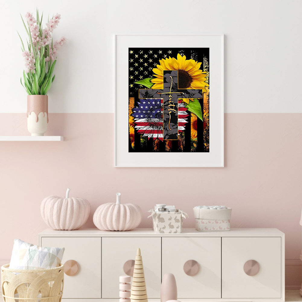 Flag Cross - Full Round Drill Diamond Painting 30*40CM