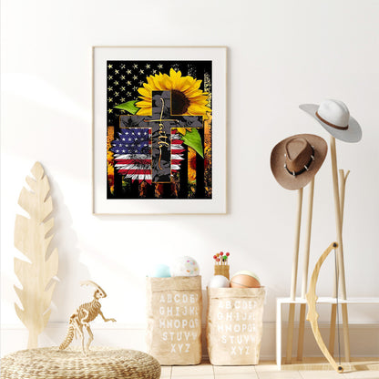 Flag Cross - Full Round Drill Diamond Painting 30*40CM