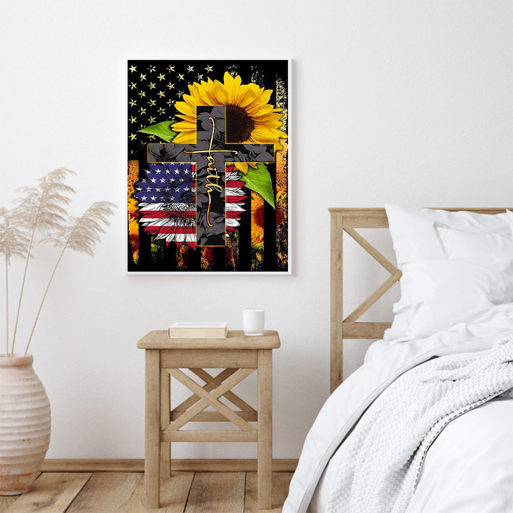 Flag Cross - Full Round Drill Diamond Painting 30*40CM