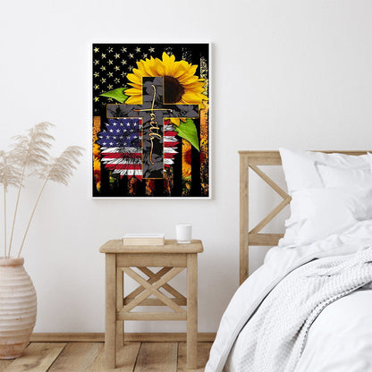 Flag Cross - Full Round Drill Diamond Painting 30*40CM