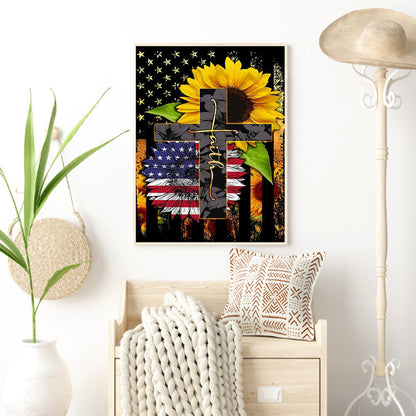 Flag Cross - Full Round Drill Diamond Painting 30*40CM