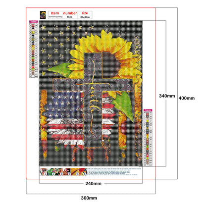 Flag Cross - Full Round Drill Diamond Painting 30*40CM