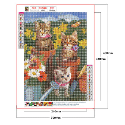 Cat - Full Round Drill Diamond Painting 30*40CM