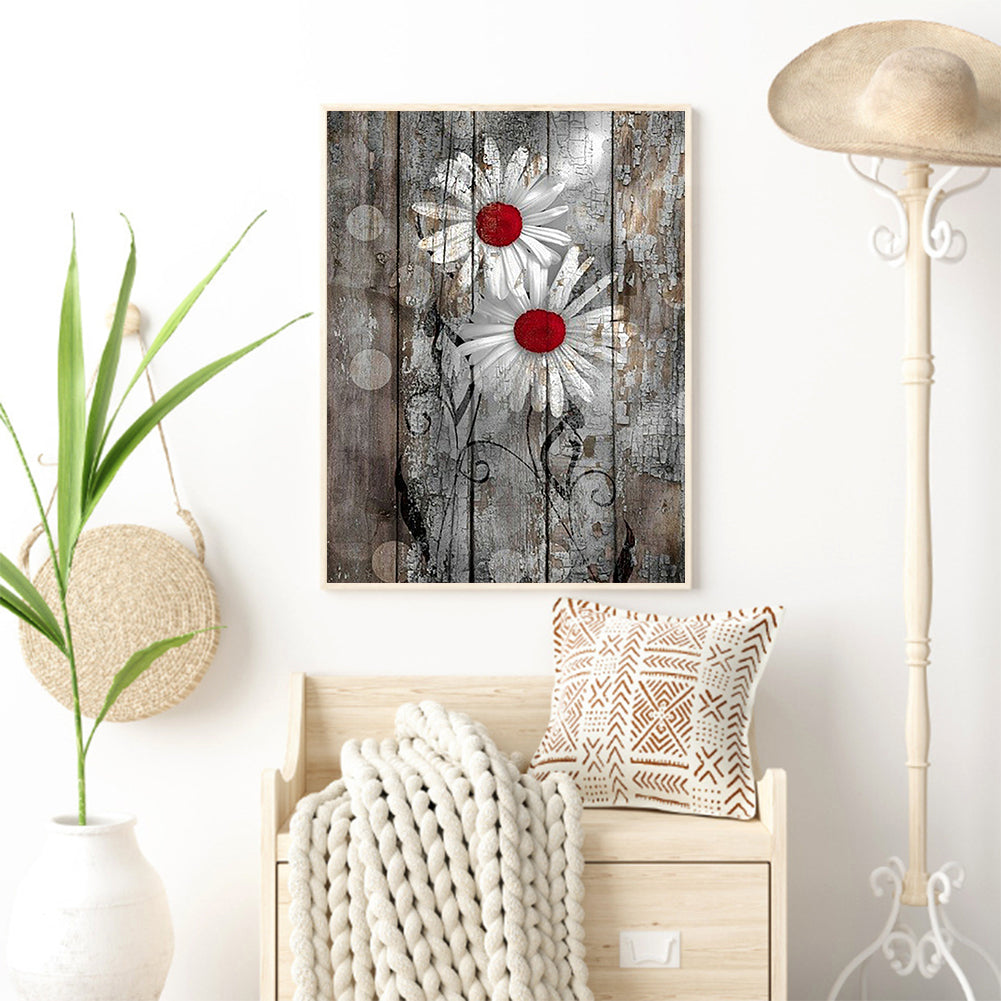 White Flower - Full Round Drill Diamond Painting 30*40CM