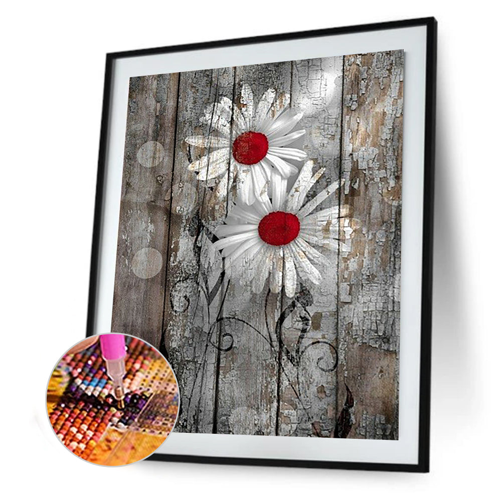 White Flower - Full Round Drill Diamond Painting 30*40CM