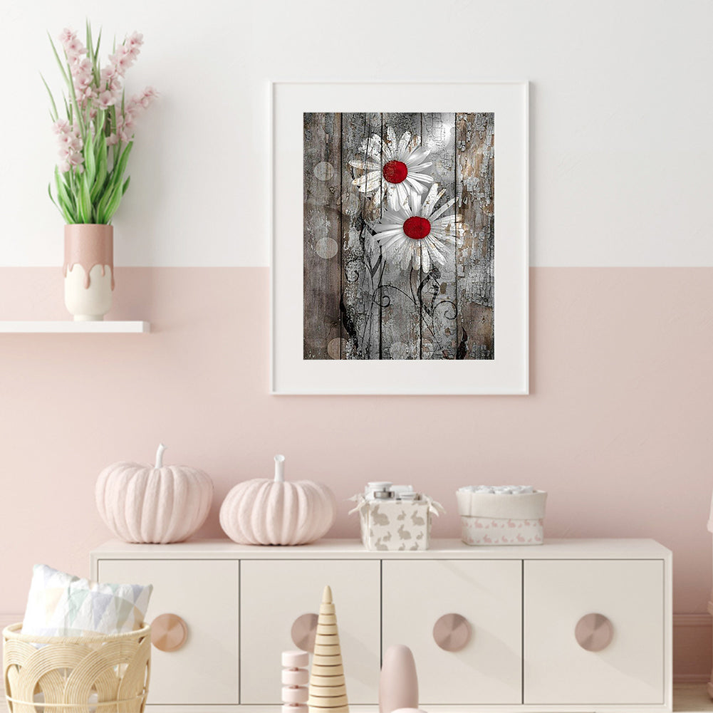 White Flower - Full Round Drill Diamond Painting 30*40CM