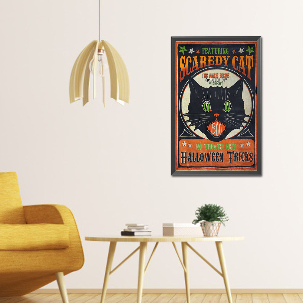 Halloween Cat - Full Round Drill Diamond Painting 30*45CM