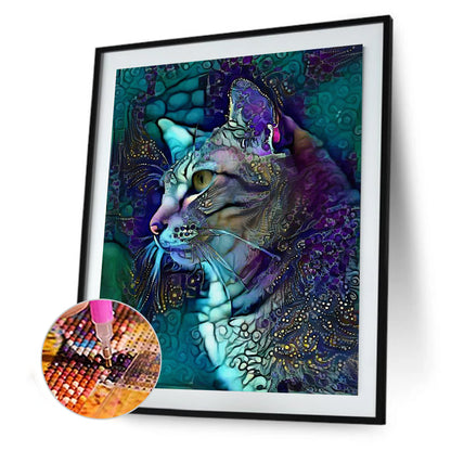 Blue Cat - Full Round Drill Diamond Painting 30*40cm