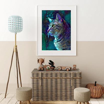 Blue Cat - Full Round Drill Diamond Painting 30*40cm