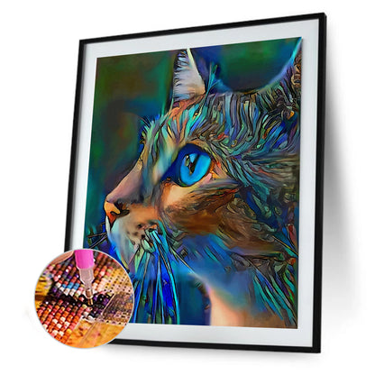 Blue Cat - Full Round Drill Diamond Painting 30*40CM