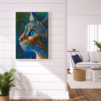 Blue Cat - Full Round Drill Diamond Painting 30*40CM