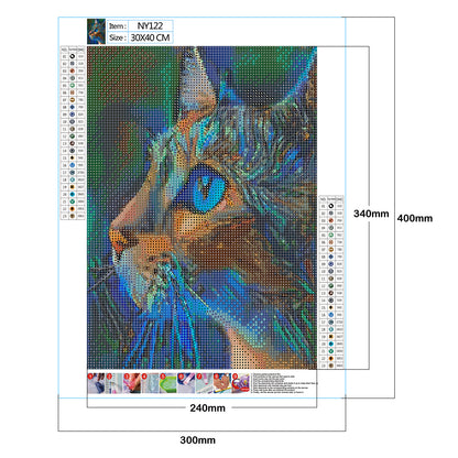 Blue Cat - Full Round Drill Diamond Painting 30*40CM