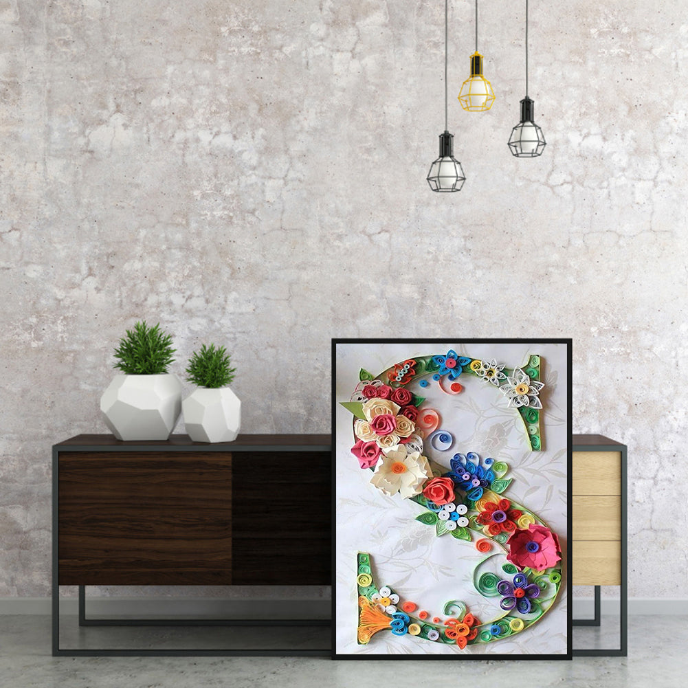 Flower Letter - Full Round Drill Diamond Painting 30*40CM