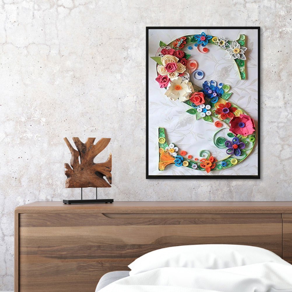 Flower Letter - Full Round Drill Diamond Painting 30*40CM