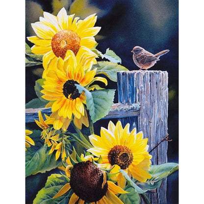 Sunflower Bird - Full Round Drill Diamond Painting 30*40CM