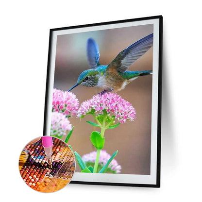 Flower Hummingbird - Full Round Drill Diamond Painting 30*40CM