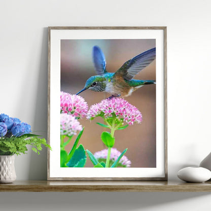 Flower Hummingbird - Full Round Drill Diamond Painting 30*40CM