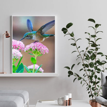 Flower Hummingbird - Full Round Drill Diamond Painting 30*40CM