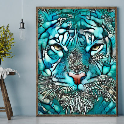 Blue Tiger - Full Round Drill Diamond Painting 30*40CM