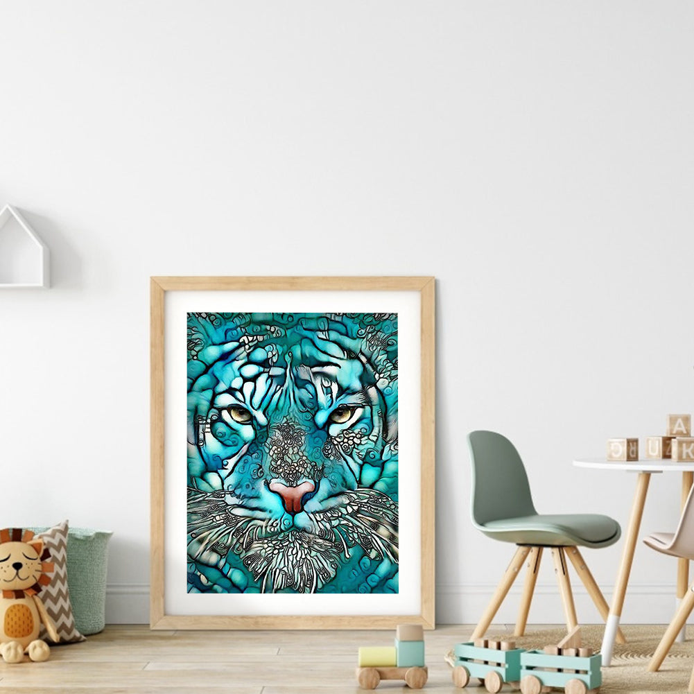 Blue Tiger - Full Round Drill Diamond Painting 30*40CM