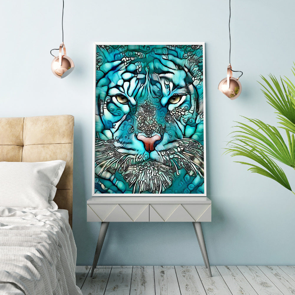 Blue Tiger - Full Round Drill Diamond Painting 30*40CM