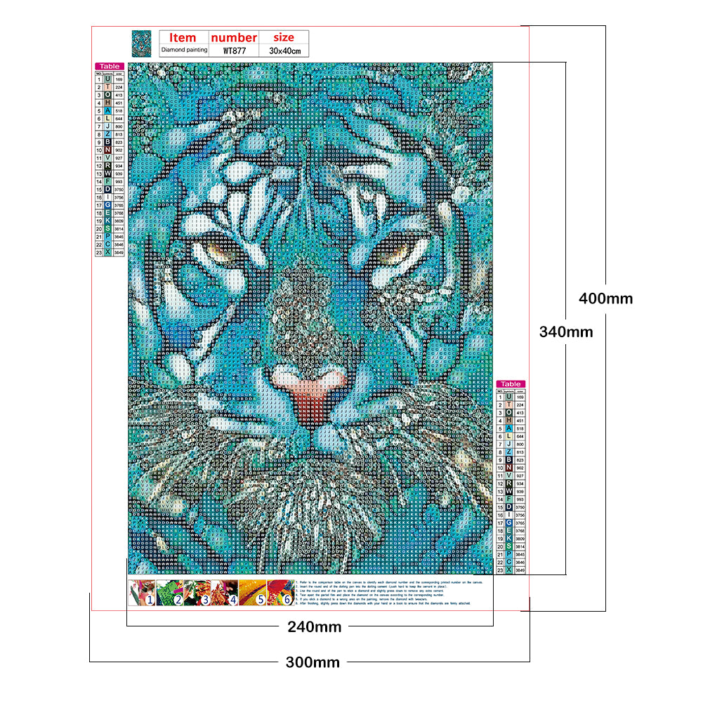 Blue Tiger - Full Round Drill Diamond Painting 30*40CM