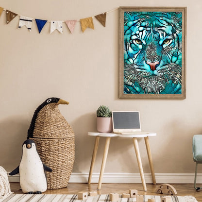 Blue Tiger - Full Round Drill Diamond Painting 30*40CM