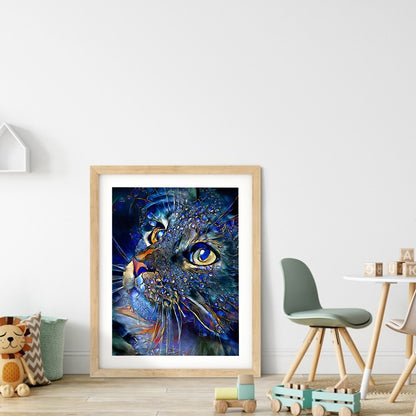 Blue Cat - Full Round Drill Diamond Painting 30*40CM