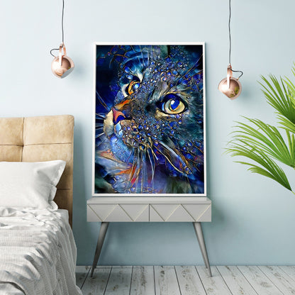 Blue Cat - Full Round Drill Diamond Painting 30*40CM