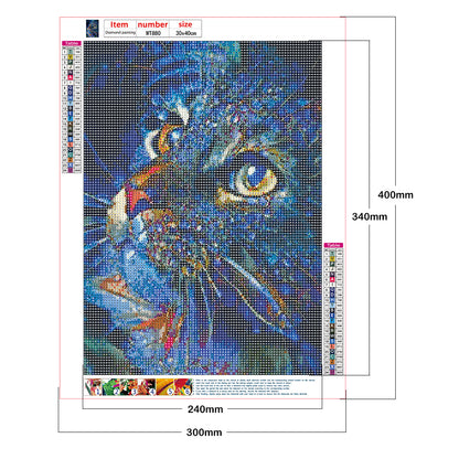 Blue Cat - Full Round Drill Diamond Painting 30*40CM