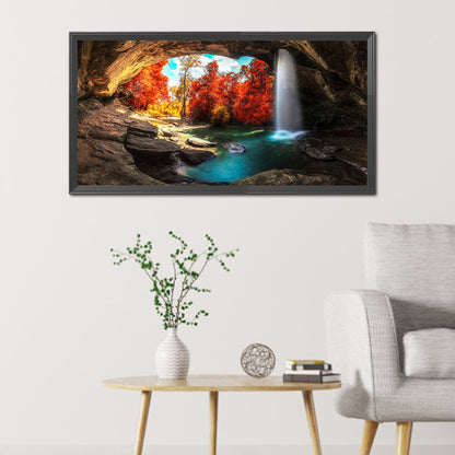 Cave Waterfall - Full Square Drill Diamond Painting 80*40CM