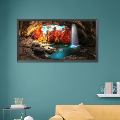 Cave Waterfall - Full Square Drill Diamond Painting 80*40CM